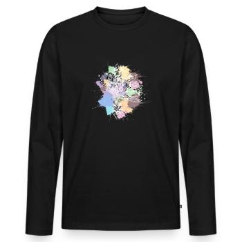 white Indian headdress pastel spots - Men's Premium Organic Long Sleeve Shirt - black - Front - Nico (187cm)