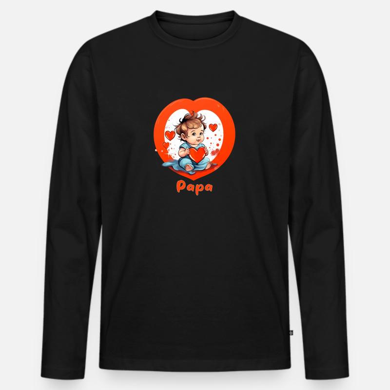 Ich liebe Papa - Männer Premium Bio Langarmshirt - Schwarz