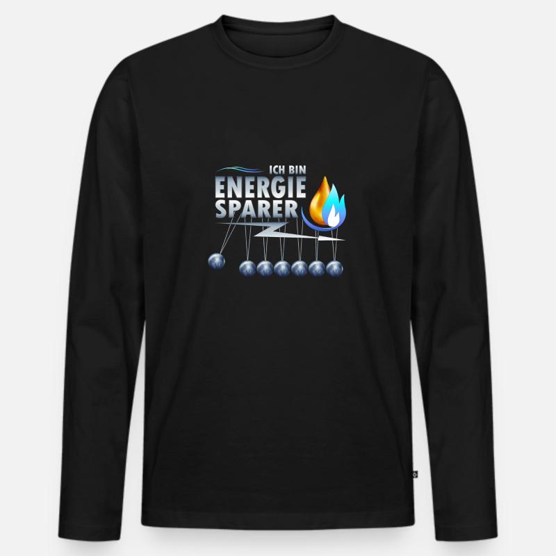 Ich bin Energiesparer - Männer Premium Bio Langarmshirt - Schwarz