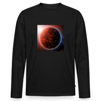 The world at night with sun in the background 1 - Men's Premium Organic Long Sleeve Shirt - black - Front - Nico (187cm)
