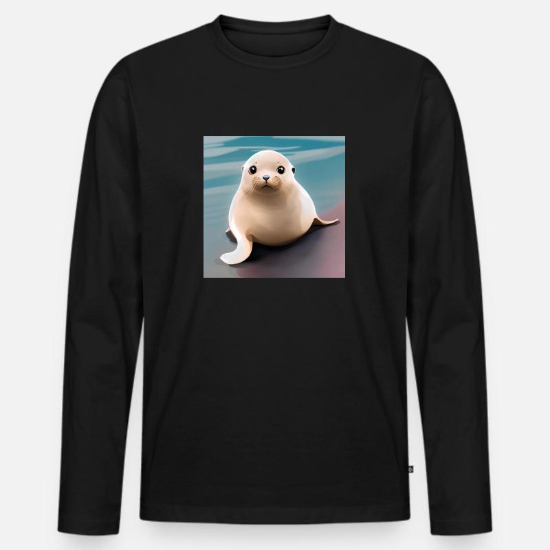 ROBBENJUNGES - Männer Premium Bio Langarmshirt - Schwarz