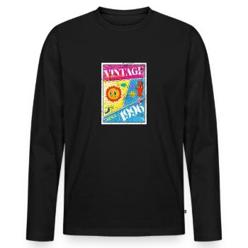 Millésime 1996 - T-shirt manches longues Premium bio Homme - noir - Devant - Nico (187cm)