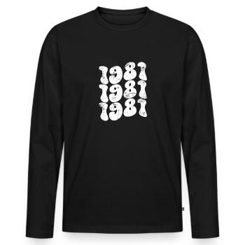 Vintage 1981 - Men's Premium Organic Long Sleeve Shirt - black - Front - Nico (187cm)
