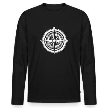 Kompass Nautik Segelboot Seefahrer - Männer Premium Bio Langarmshirt - Schwarz - Vorne - Nico (187cm)