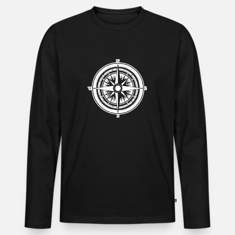 Kompass Nautik Segelboot Seefahrer - Männer Premium Bio Langarmshirt - Schwarz