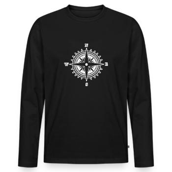Compass Nautical Sailboat Seafarer - Men's Premium Organic Long Sleeve Shirt - black - Front - Nico (187cm)