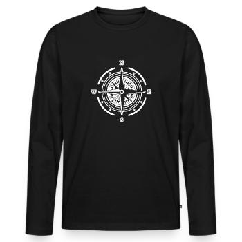 Compass Nautical Sailboat Seafarer - Men's Premium Organic Long Sleeve Shirt - black - Front - Nico (187cm)