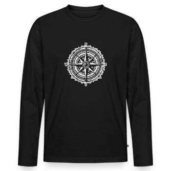 Compass Nautical Sailboat Seafarer - Men's Premium Organic Long Sleeve Shirt - black - Front - Nico (187cm)