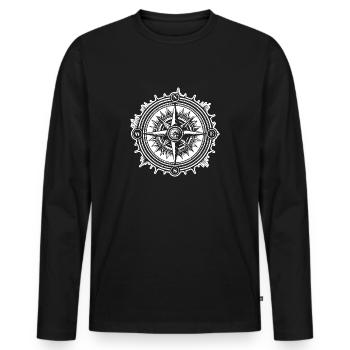 Compass Nautical Sailboat Seafarer - Men's Premium Organic Long Sleeve Shirt - black - Front - Nico (187cm)