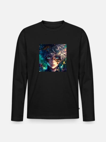 Anime Boy - Männer Premium Bio Langarmshirt - Schwarz