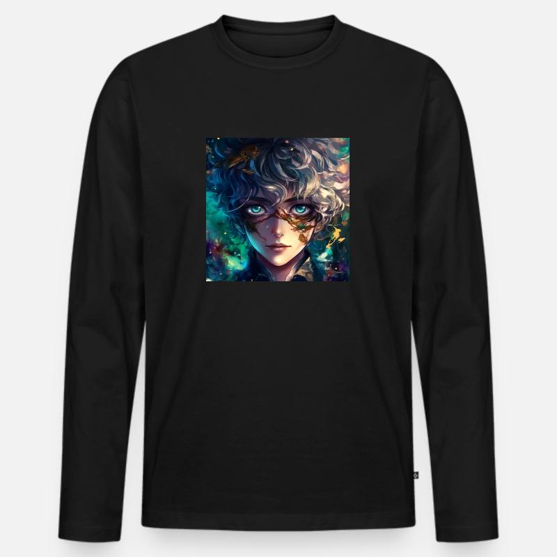 Anime Boy - Männer Premium Bio Langarmshirt - Schwarz