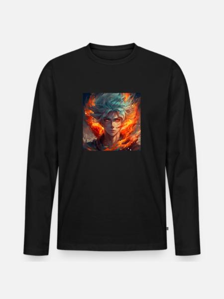 Fire Guy - Männer Premium Bio Langarmshirt - Schwarz