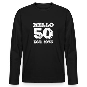 Millésime 1973 - T-shirt manches longues Premium bio Homme - noir - Devant - Nico (187cm)
