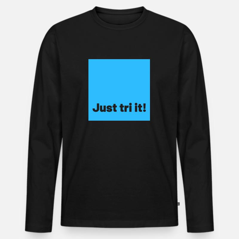 just tri it blue - Männer Premium Bio Langarmshirt - Schwarz