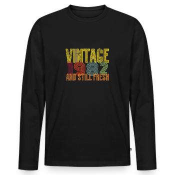 1982 Vintage - Männer Premium Bio Langarmshirt - Schwarz - Vorne - Nico (187cm)