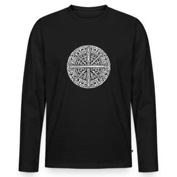 Symbole nordique en blanc - T-shirt manches longues Premium bio Homme - noir - Devant - Nico (187cm)