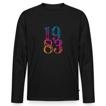 1983 40e anniversaire - T-shirt manches longues Premium bio Homme - noir - Devant - Nico (187cm)