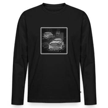 Technische Auto-Zeichnung im Geometriestil - Männer Premium Bio Langarmshirt - Schwarz - Vorne - Nico (187cm)