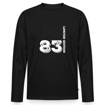 1983 40e anniversaire - T-shirt manches longues Premium bio Homme - noir - Devant - Nico (187cm)