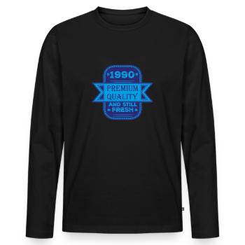 1990 Vintage - Männer Premium Bio Langarmshirt - Schwarz - Vorne - Nico (187cm)