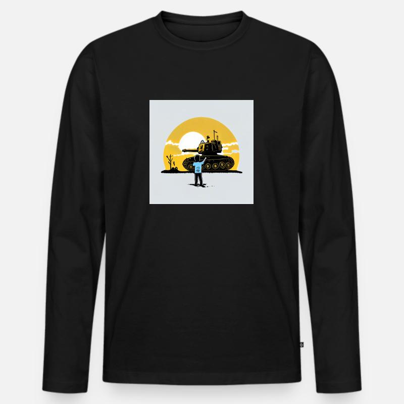 Skybound Panzerkrieger - Männer Premium Bio Langarmshirt - Schwarz