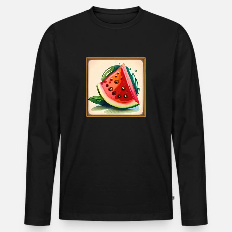 Fresh Melon Watermelon Wassermelone - Männer Premium Bio Langarmshirt - Schwarz