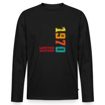 Millésime 1970 - T-shirt manches longues Premium bio Homme - noir - Devant - Nico (187cm)