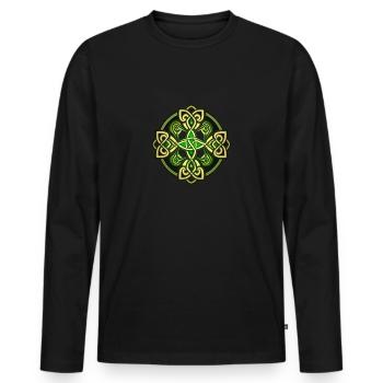 Croix celte - T-shirt manches longues Premium bio Homme - noir - Devant - Nico (187cm)