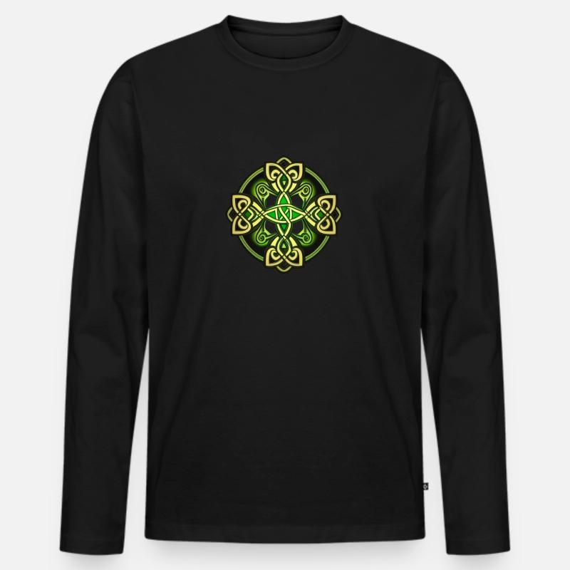 Keltisches Kreuz - Männer Premium Bio Langarmshirt - Schwarz
