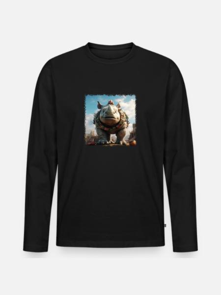 Rhinocéros cool - T-shirt manches longues Premium bio Homme - noir