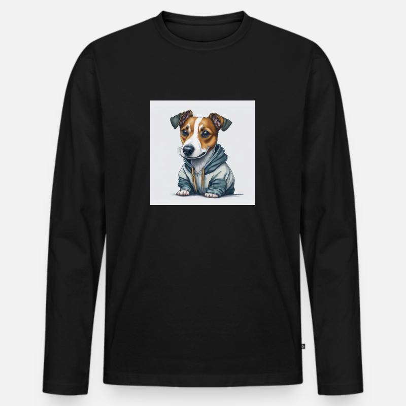 Jack Russel Terrier - Männer Premium Bio Langarmshirt - Schwarz