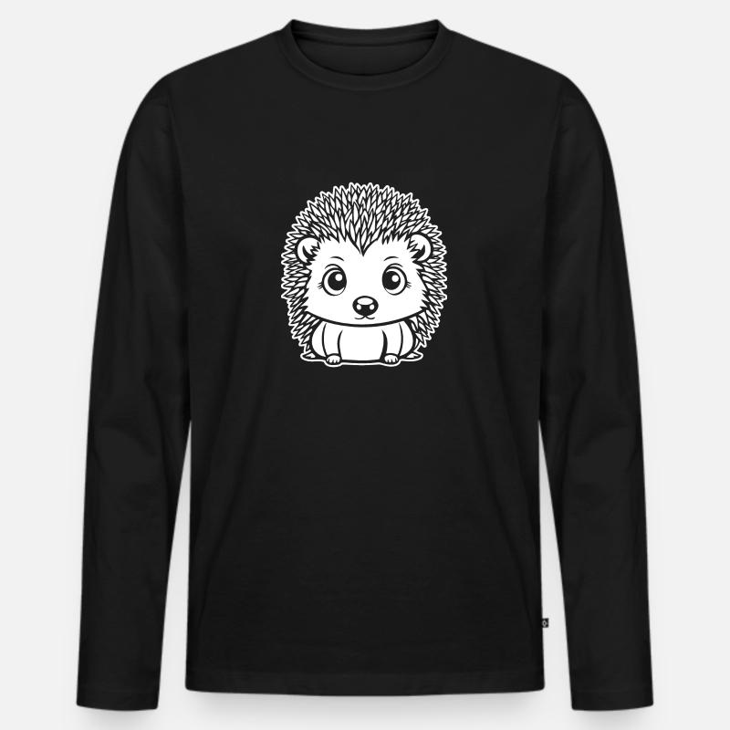 Igel Wald Stachelig Tier - Männer Premium Bio Langarmshirt - Schwarz