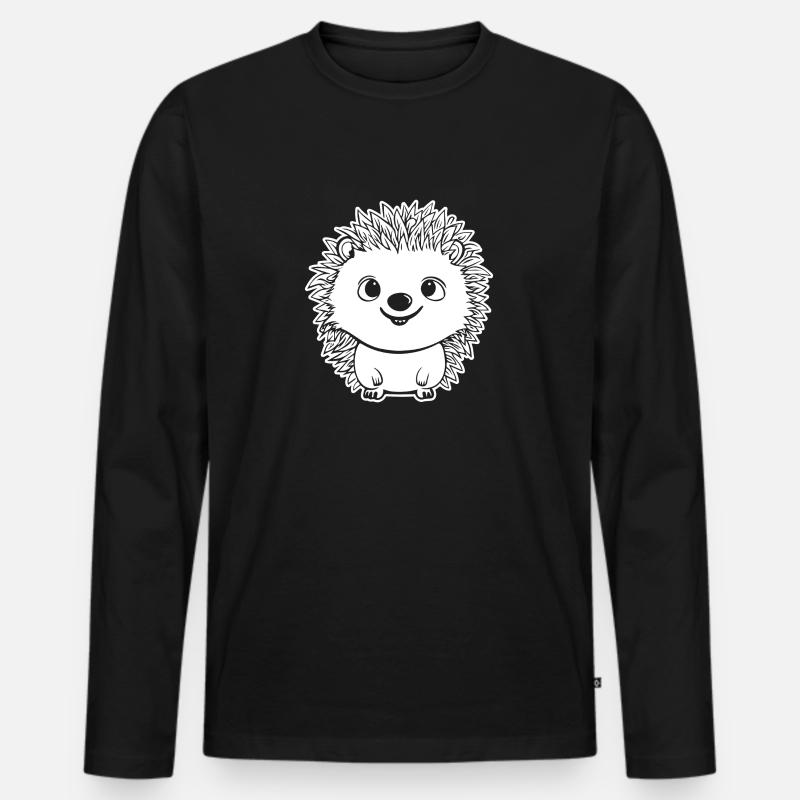 Igel Wald Stachelig Tier - Männer Premium Bio Langarmshirt - Schwarz
