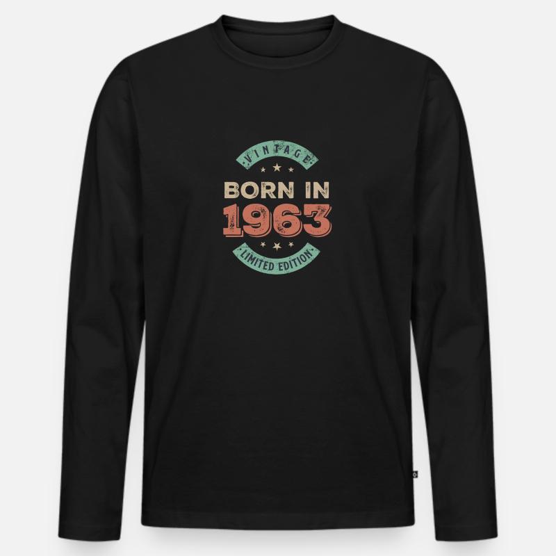 Annata 1963 - Maglia a manica lunga ecologica premium da uomo - nero