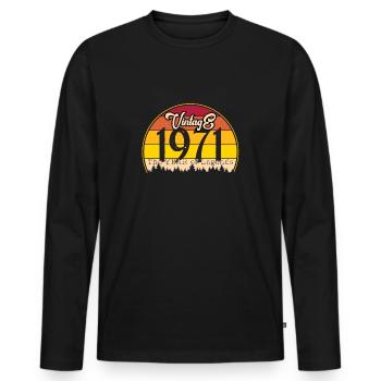 1971 Vintage - Men's Premium Organic Long Sleeve Shirt - black - Front - Nico (187cm)
