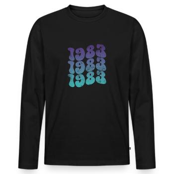 Millésime 1983 - T-shirt manches longues Premium bio Homme - noir - Devant - Nico (187cm)