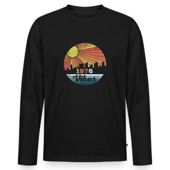 Millésime 1976 - T-shirt manches longues Premium bio Homme - noir - Devant - Nico (187cm)