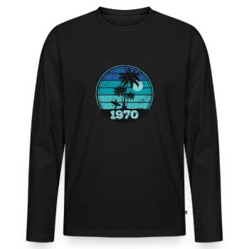 Millésime 1970 - T-shirt manches longues Premium bio Homme - noir - Devant - Nico (187cm)