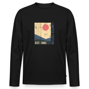 1982 Vintage - Männer Premium Bio Langarmshirt - Schwarz - Vorne - Nico (187cm)