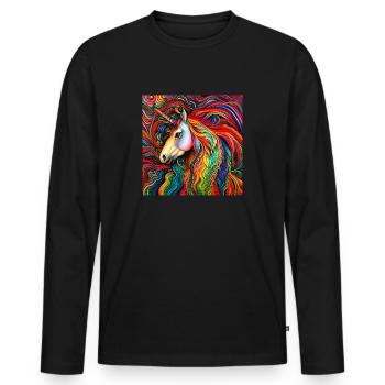 Magical Rainbow Unicorn - Men's Premium Organic Long Sleeve Shirt - black - Front - Nico (187cm)