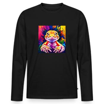 Leopard Gecko Splash Art - Men's Premium Organic Long Sleeve Shirt - black - Front - Nico (187cm)