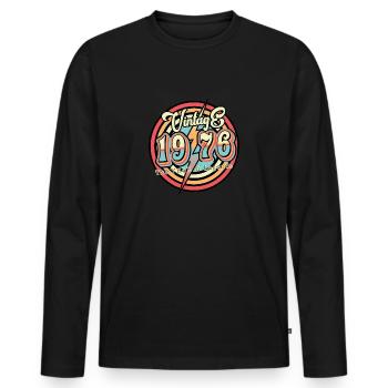 Millésime 1976 - T-shirt manches longues Premium bio Homme - noir - Devant - Nico (187cm)
