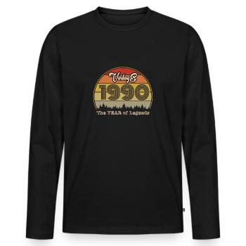 Millésime 1990 - T-shirt manches longues Premium bio Homme - noir - Devant - Nico (187cm)