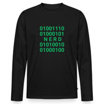 Nerd in Binärcode - Männer Premium Bio Langarmshirt - Schwarz - Vorne - Nico (187cm)