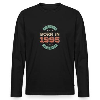 Millésime 1995 - T-shirt manches longues Premium bio Homme - noir - Devant - Nico (187cm)