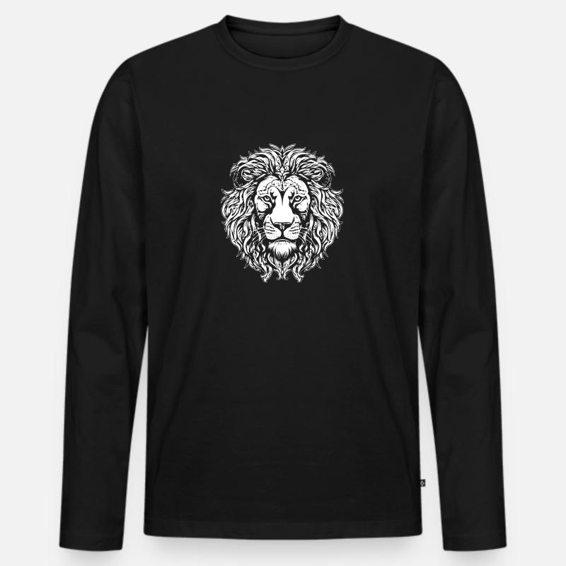 Löwe Löwenkopf Raubtier - Männer Premium Bio Langarmshirt - Schwarz