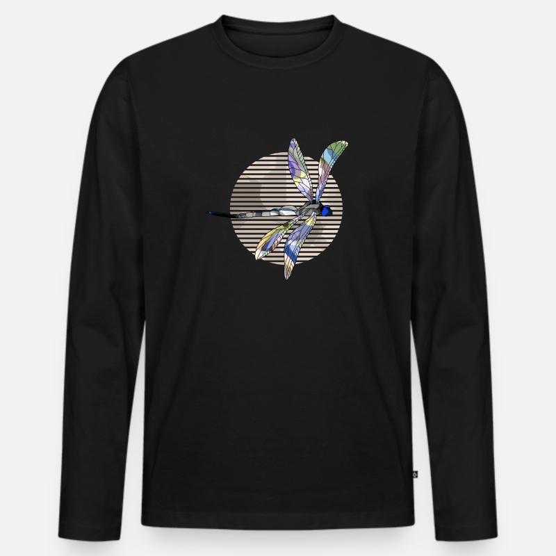 Libelle - Männer Premium Bio Langarmshirt - Schwarz