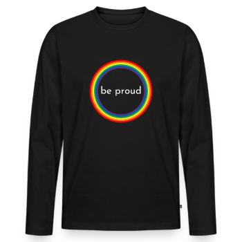 Cercle Soyez fiers | LGBTQIA+ | Montrez un peu d’amour - T-shirt manches longues Premium bio Homme - noir - Devant - Nico (187cm)
