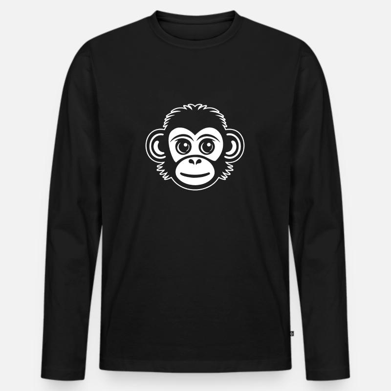Monkey Monkey Monkey Face Jungle - Men's Premium Organic Long Sleeve Shirt - black