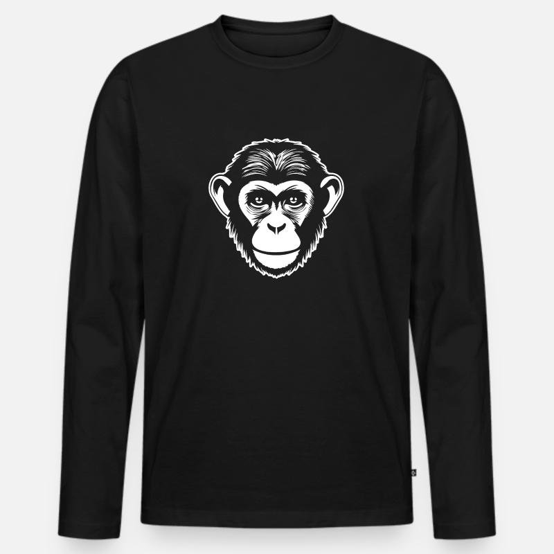 Affe Affen Affengesicht Dschungel - Männer Premium Bio Langarmshirt - Schwarz